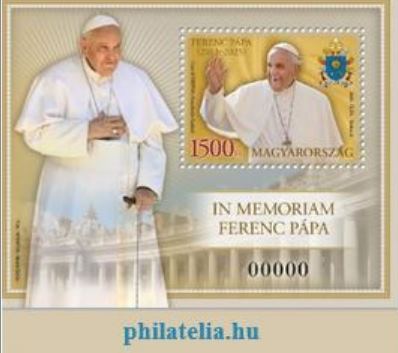 In Memoriam Ferenc pápa - bélyeg blokk In Memoriam Ferenc pápa - bélyeg blokk